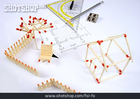 
                Grundriss, Modellhaus, Bauzeichnung                   