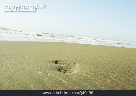 
                Strand, Sand, Fußabdruck                   