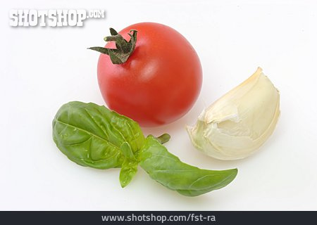 
                Knoblauch, Tomate, Basilkum                   