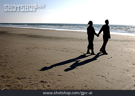 
                Paar, Zusammenhalt, Silhouette, Spaziergang                   