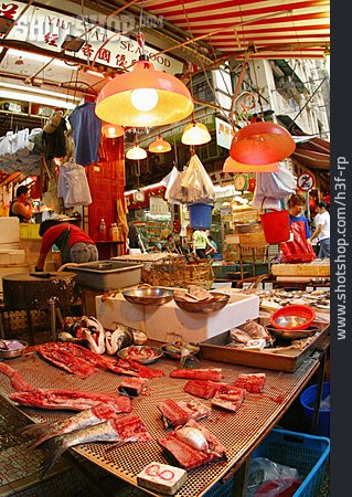 
                Hongkong, China, Fischmarkt, Markt, Marktstand                   