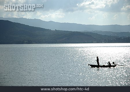 
                Landschaft, Silhouette, Fischerboot                   