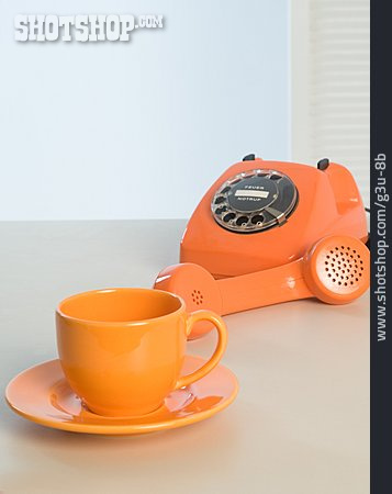 
                Telefon, Retro, Orange, Kaffeetasse                   