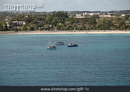 
                Küste, Segelboot, Bahamas                   