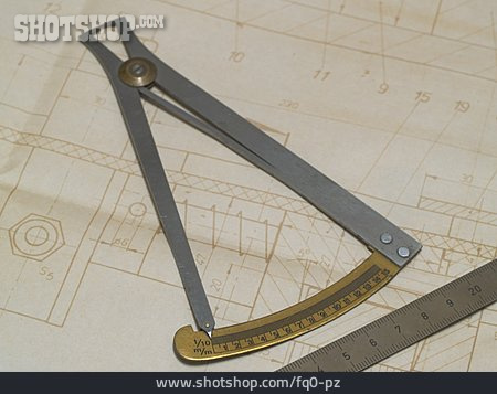 
                Messgerät, Technische Zeichnung, Winkelmesser                   