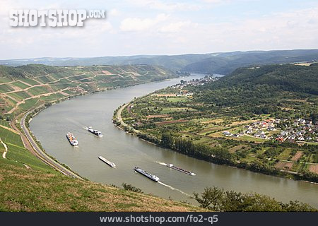 
                Rhein, Binnenschifffahrt, Rheintal, Rheinschleife                   