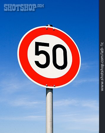 
                Verkehrsschild, 50, Geschwindigkeitsbegrenzung                   