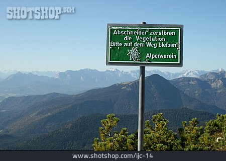 
                Umweltschutz, Hinweisschild, Alpenverein                   