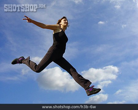 
                Frau, Springen, Luftsprung                   