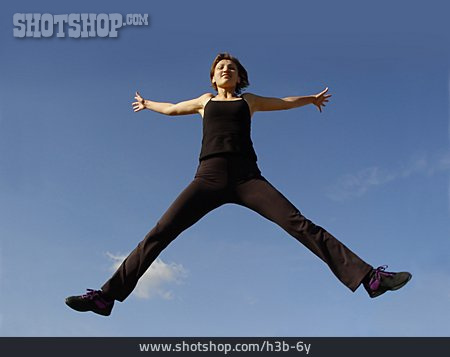 
                Frau, Springen, Lebensfreude, Luftsprung                   