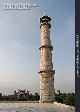 
                Indien, Minarett, Taj Mahal                   