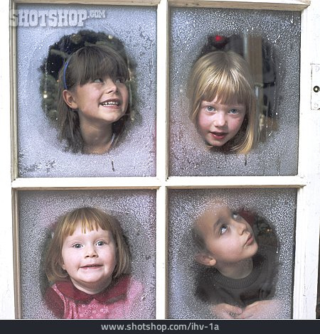 
                Child, Girl, Curiosity & Expectation, Winter, Window, Advent                   