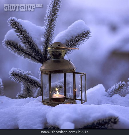 
                Snowy, Lantern, Candle, Fir Branch                   
