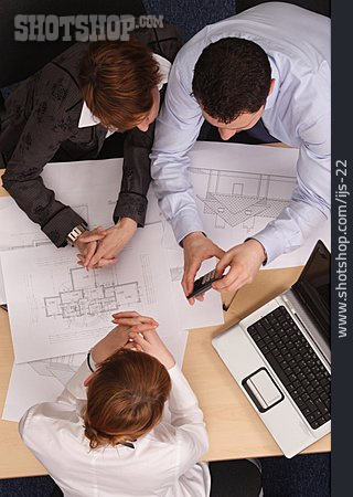 
                Bauplan, Architekt, Kundengespräch                   