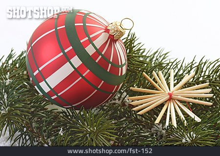 
                Christbaumkugel, Weihnachtsdekoration, Baumschmuck, Strohstern                   