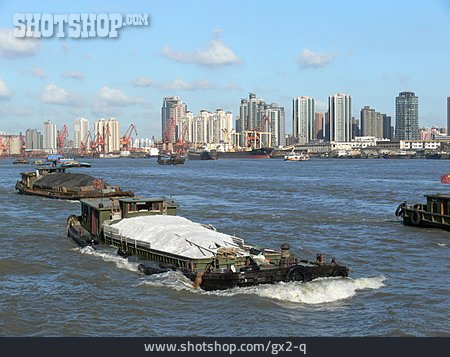 
                Hafen, Frachtschiff, Shanghai, Huangpu                   