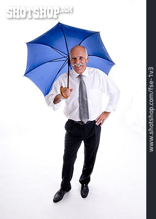 
                Rentner, Senior, Regenschirm, Vorsorge                   