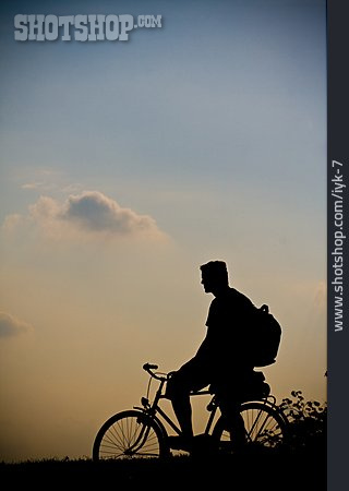 
                Silhouette, Radfahrer, Radtour                   