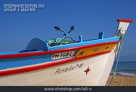 
                Strand, Fischerboot, Algarve                   