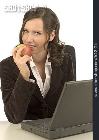 
                Geschäftsfrau, Essen, Apfel                   