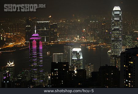 
                Nacht, Skyline, Hong Kong, Kowloon                   