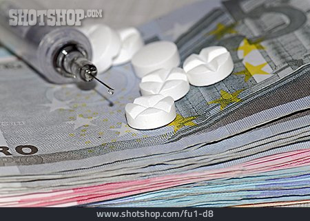 
                Tabletten, Spritze, Banknote                   