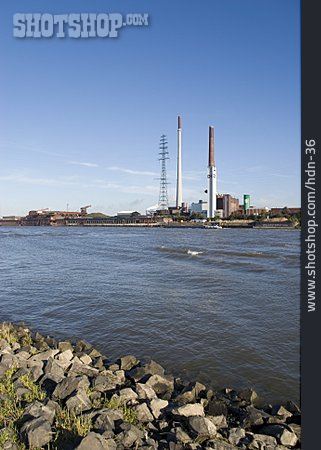 
                Industriegebäude, Umweltverschmutzung, Rhein                   