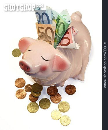 
                Geldschein, Kleingeld, Sparschwein                   