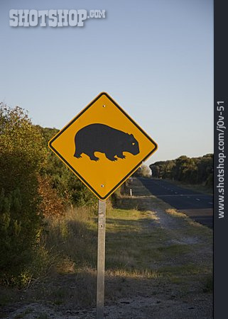 
                Verkehrsschild, Hinweisschild, Australien, Wombat                   