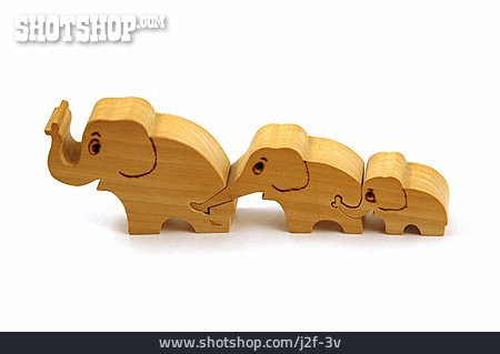 
                Zusammenhalt, In Einer Reihe, Elefant, Holzspielzeug                   