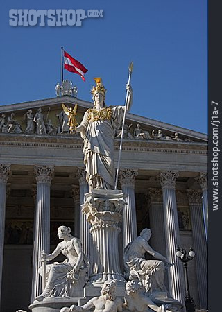 
                Wien, österreich, Parlamentsgebäude, Pallas-athene-brunnen                   