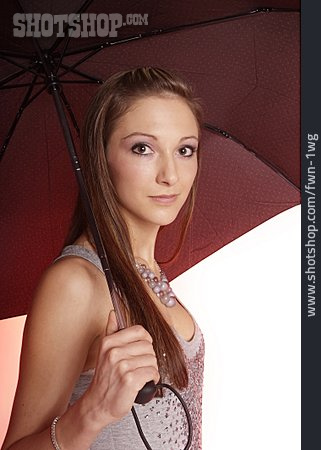 
                Junge Frau, Frau, Sonnenschirm, Regenschirm                   