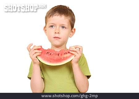 
                Junge, Obst, Wassermelone                   