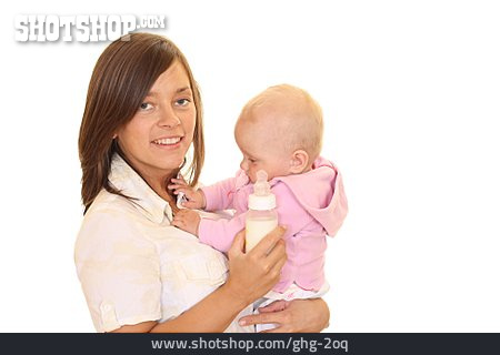 
                Baby, Mutter, Füttern, Babyflasche                   