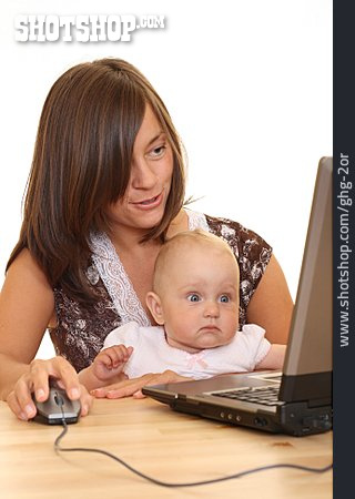 
                Baby, Mutter, Laptop, Mutterschaft                   