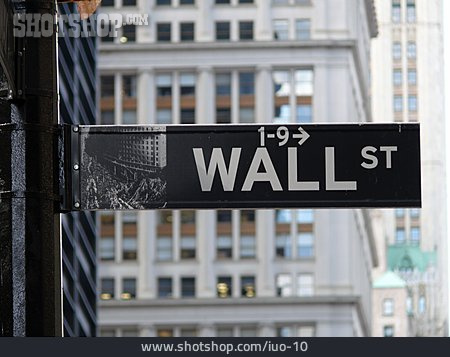 
                Straßenschild, Wirtschaft, Wall Street, New York City                   