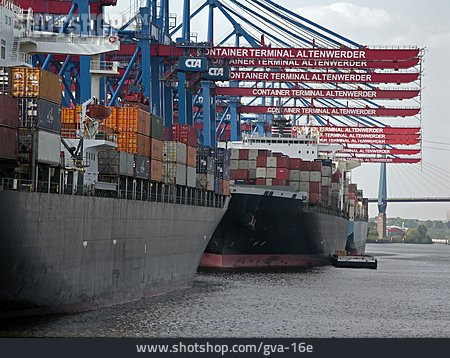
                Hamburg, Containerschiff, Containerhafen, Containerterminal Altenwerder                   