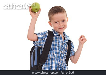 
                Junge, Gesunde Ernährung, Schulkind, Schulpause                   