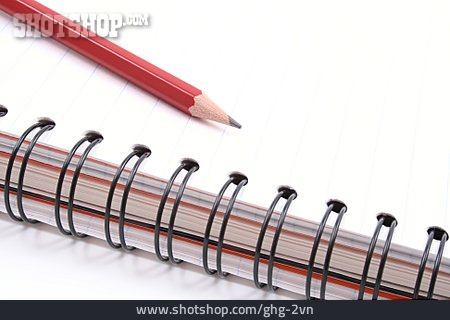 
                Bleistift, Notizblock, Spiralbindung                   