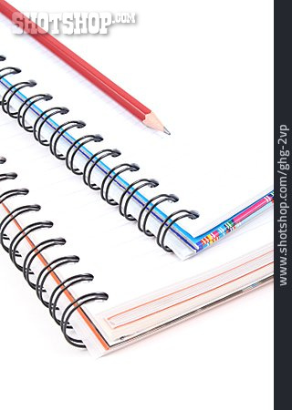 
                Bleistift, Notizblock, Spiralbindung                   