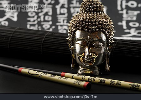
                Buddhismus, Asiatisch, Schriftzeichen, Essstäbchen                   