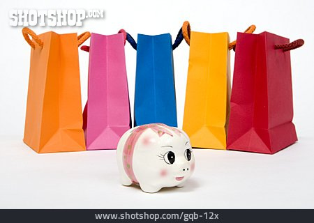 
                Einkauf & Shopping, Sparschwein, Tüte, Reduziert                   