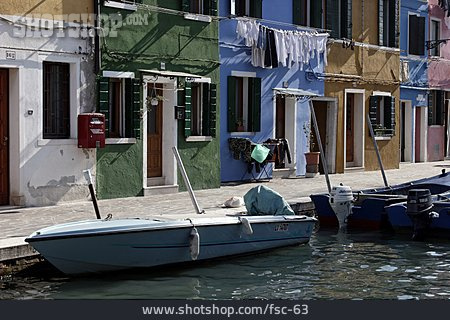 
                Wohnhaus, Kanal, Venedig, Burano                   