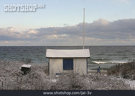 
                Strand, Meer, Winter, Holzhaus                   