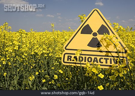 
                Warnschild, Rapsfeld, Radioactive, Strahlenbelastung                   