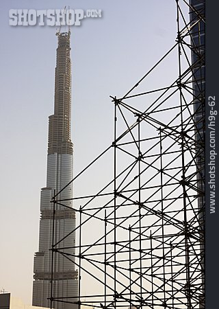 
                Wolkenkratzer, Dubai, Baustelle, Burj Dubai, Vae                   