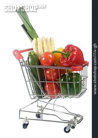 
                Gemüseküche, Einkaufswagen, Gemüseeinkauf                   