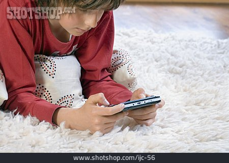 
                Boy, Playing, Video Game, Handheld Console                   