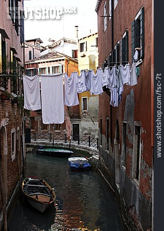 
                Kanal, Wäscheleine, Venedig, Wäsche                   