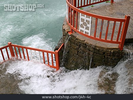 
                überschwemmung, Mauer, Geländer, Hochwasser                   